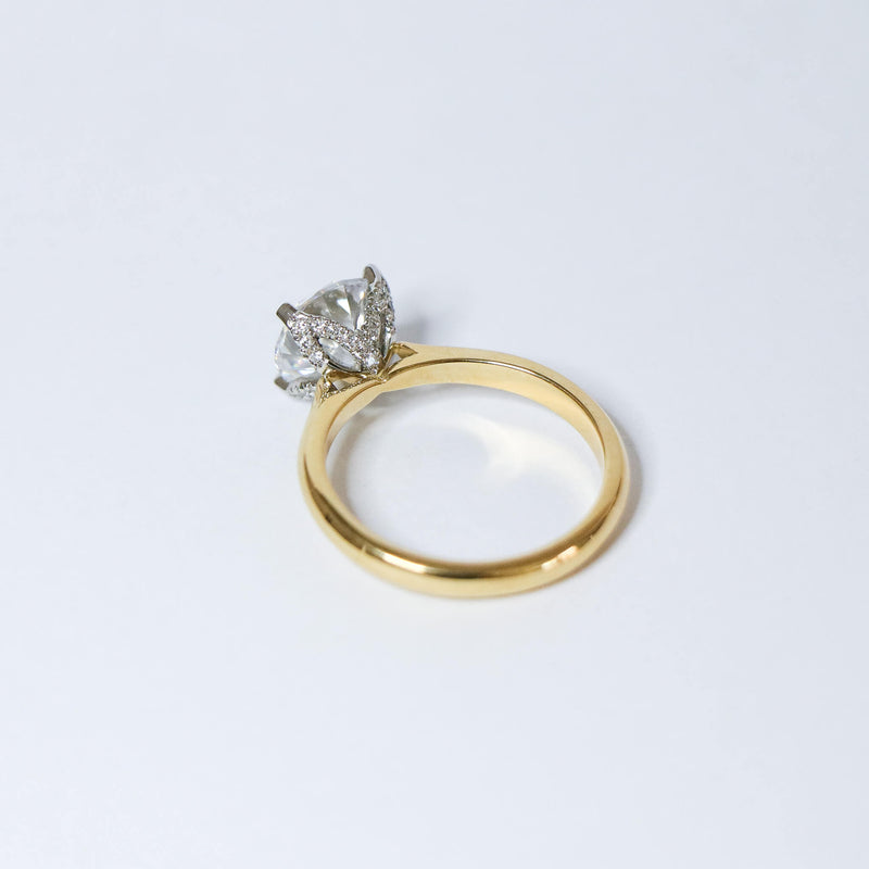 2 carat Fleur solitaire side view.