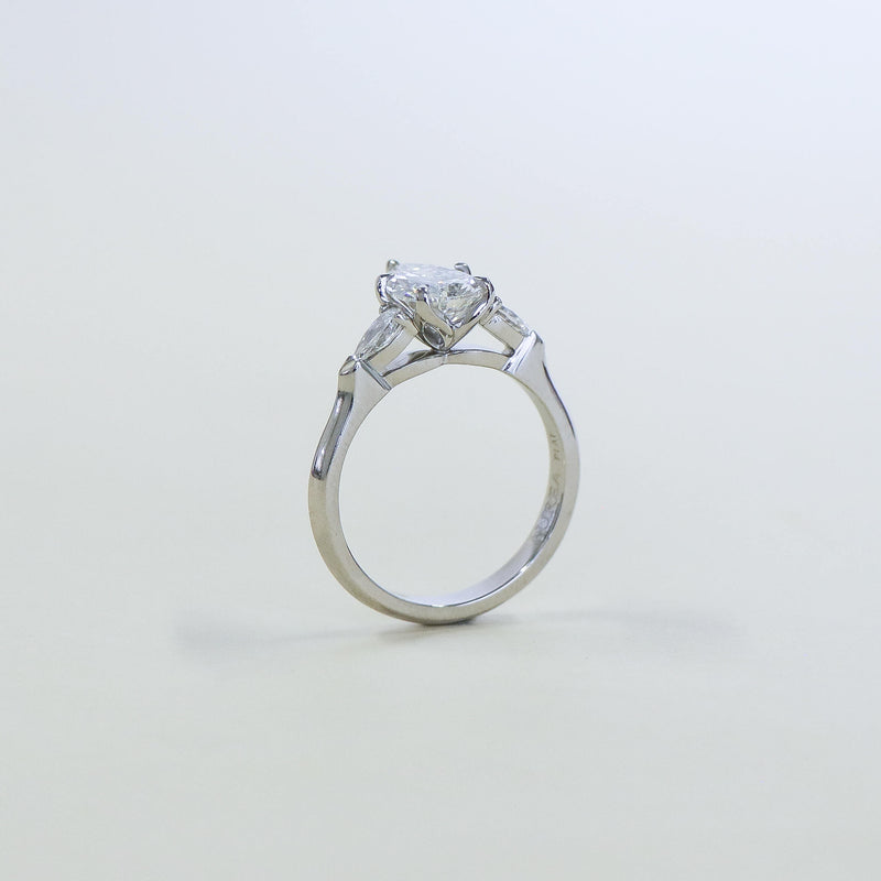 Amaya pear diamond ring side view