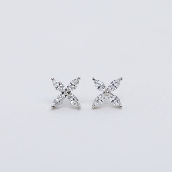 Large diamond flower stud earrings