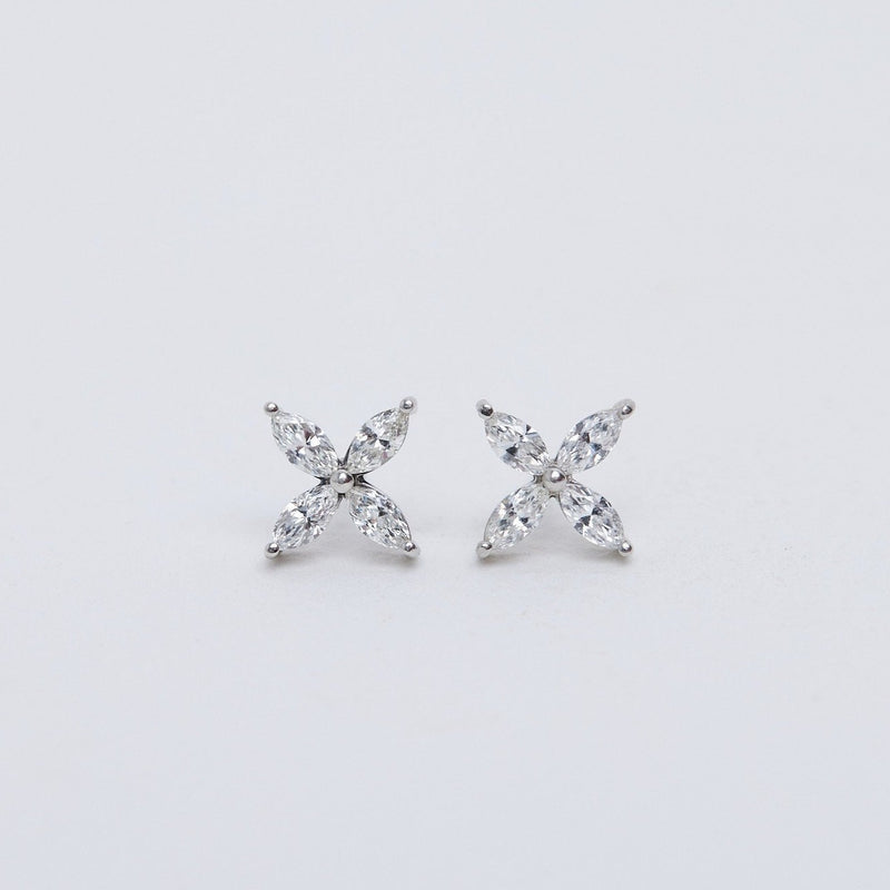 Large diamond flower stud earrings