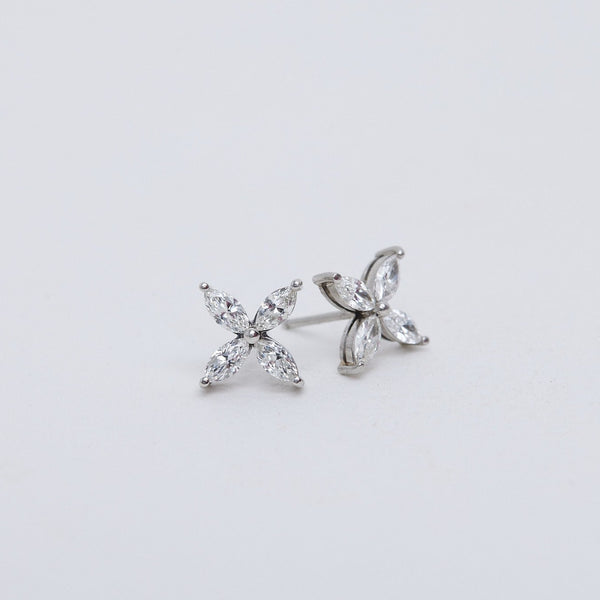 Large diamond flower stud earrings