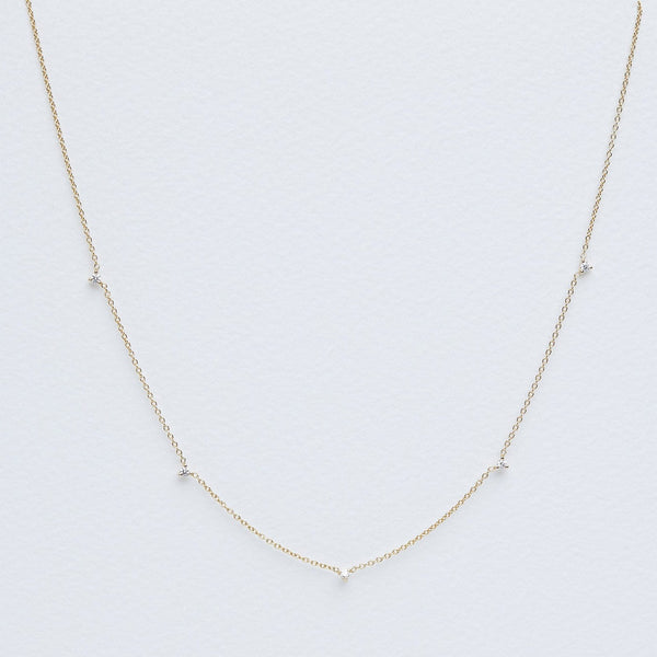 yellow gold diamond sprinkle necklace