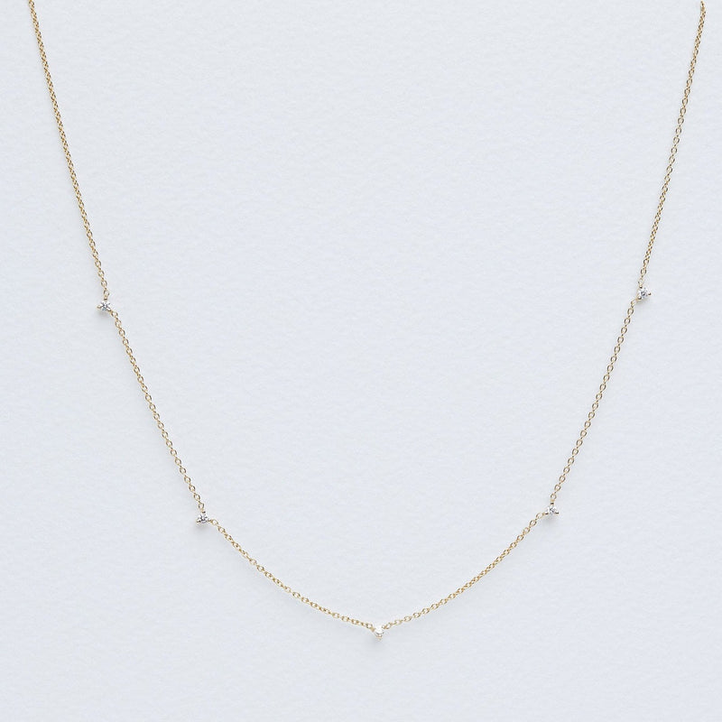 yellow gold diamond sprinkle necklace